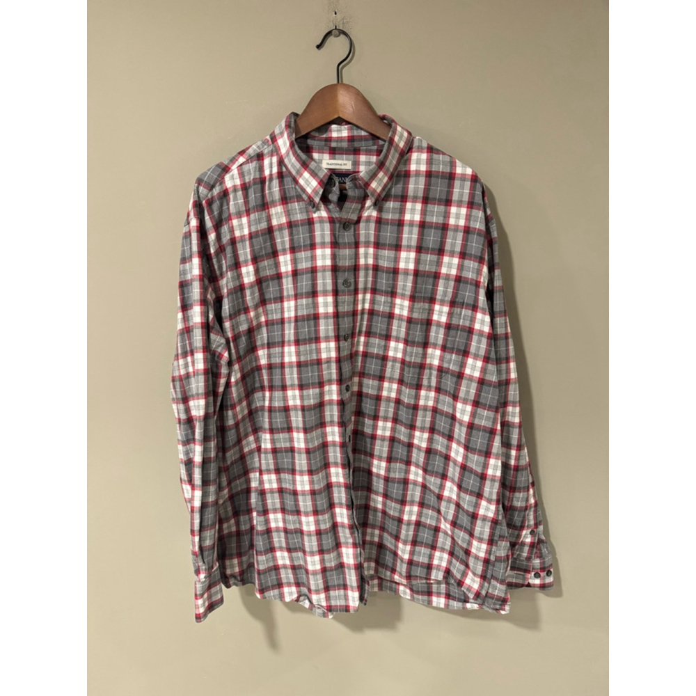 Jos. A. Bank Traditional Fit Plaid Button Down Flannel Shirt XL Scarlet/Grey NEW